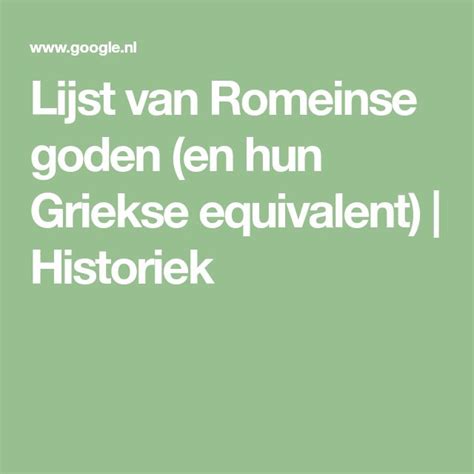 Lijst van Romeinse goden (en hun Griekse equivalent).